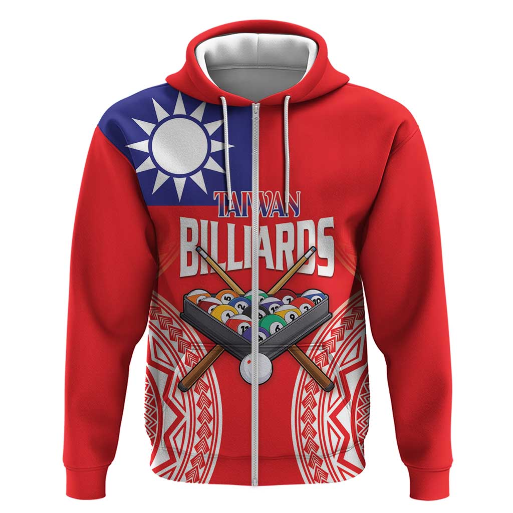 Personalised Taiwan Billiards Zip Hoodie Eight-ball Pool Polynesia Tattoo - Polynesian Pride