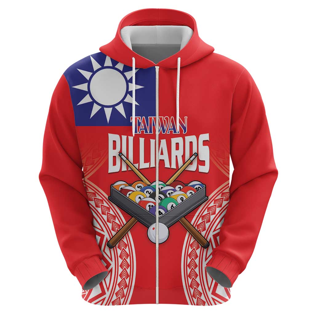 Personalised Taiwan Billiards Zip Hoodie Eight-ball Pool Polynesia Tattoo - Polynesian Pride