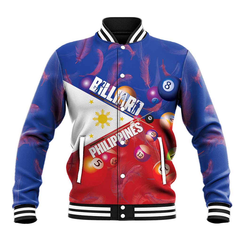 Personalised Philippines Billiards Baseball Jacket Cue With Balls Flag Style LT14 Unisex Red - Polynesian Pride