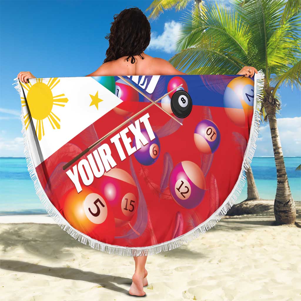 Personalised Philippines Billiards Beach Blanket Cue With Balls Flag Style - Polynesian Pride
