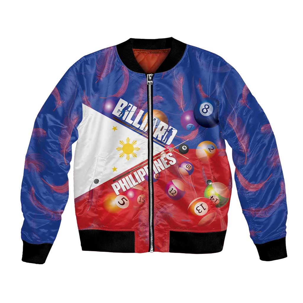 Personalised Philippines Billiards Bomber Jacket Cue With Balls Flag Style LT14 Unisex Red - Polynesian Pride