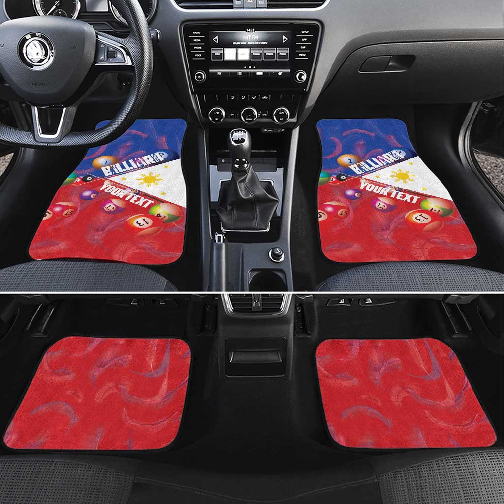 Personalised Philippines Billiards Car Mats Cue With Balls Flag Style LT14 Set 4pcs Red - Polynesian Pride