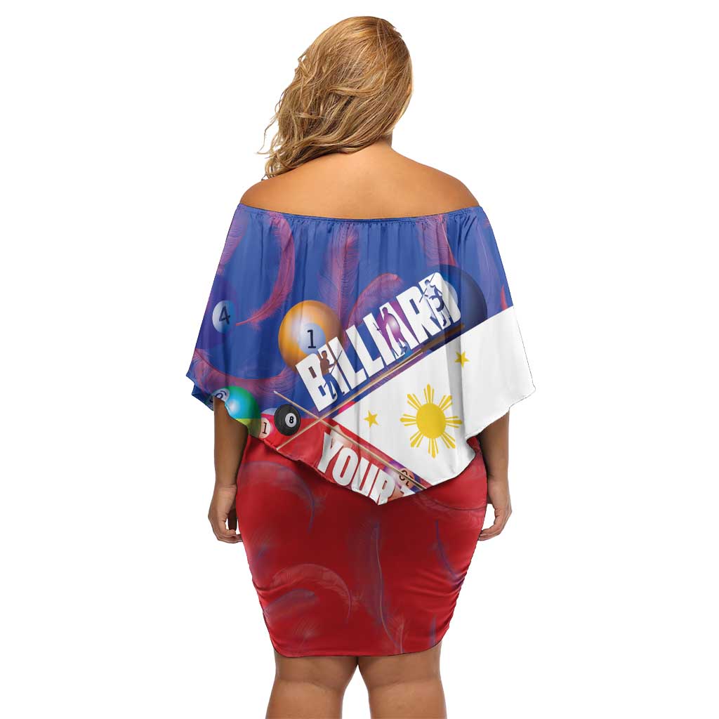 Personalised Philippines Billiards Family Matching Off Shoulder Short Dress and Hawaiian Shirt Cue With Balls Flag Style - Polynesian Pride