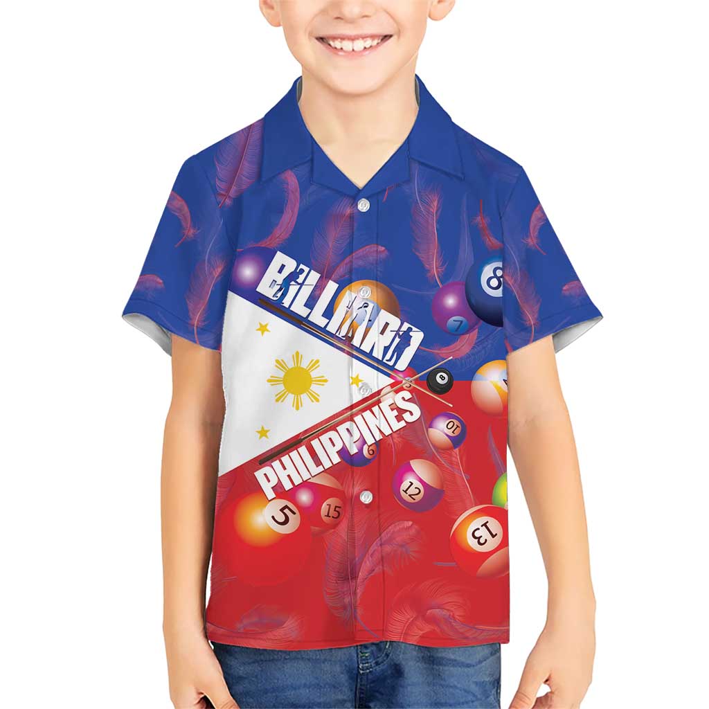 Personalised Philippines Billiards Kid Hawaiian Shirt Cue With Balls Flag Style LT14 Kid Red - Polynesian Pride