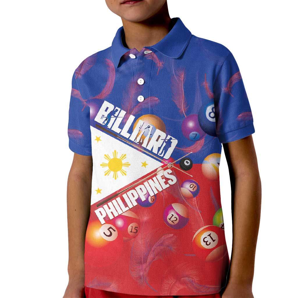 Personalised Philippines Billiards Kid Polo Shirt Cue With Balls Flag Style LT14 Kid Red - Polynesian Pride
