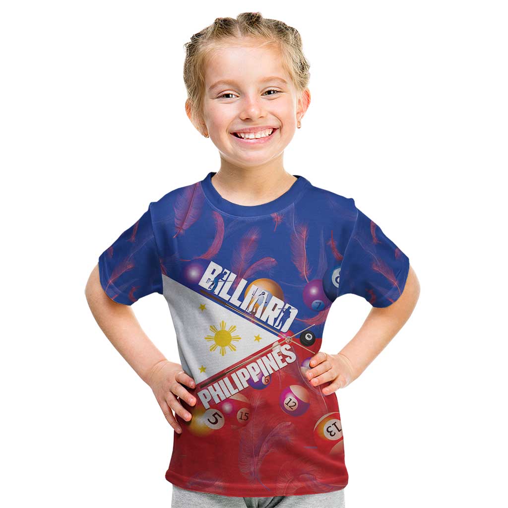 Personalised Philippines Billiards Kid T Shirt Cue With Balls Flag Style LT14 Red - Polynesian Pride