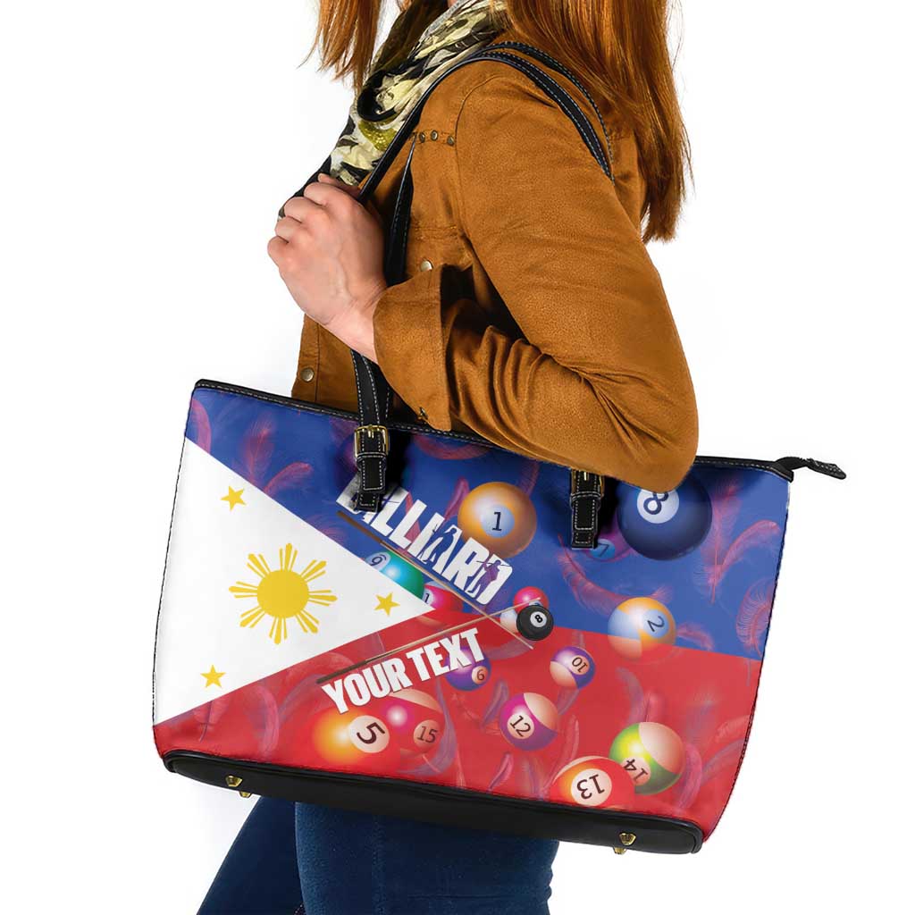 Personalised Philippines Billiards Leather Tote Bag Cue With Balls Flag Style LT14 Red - Polynesian Pride