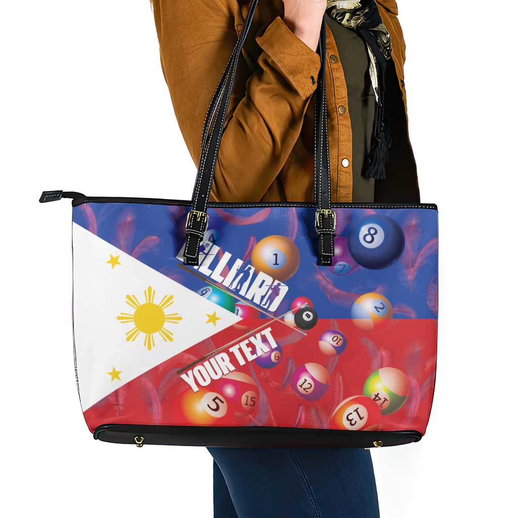 Personalised Philippines Billiards Leather Tote Bag Cue With Balls Flag Style LT14 - Polynesian Pride