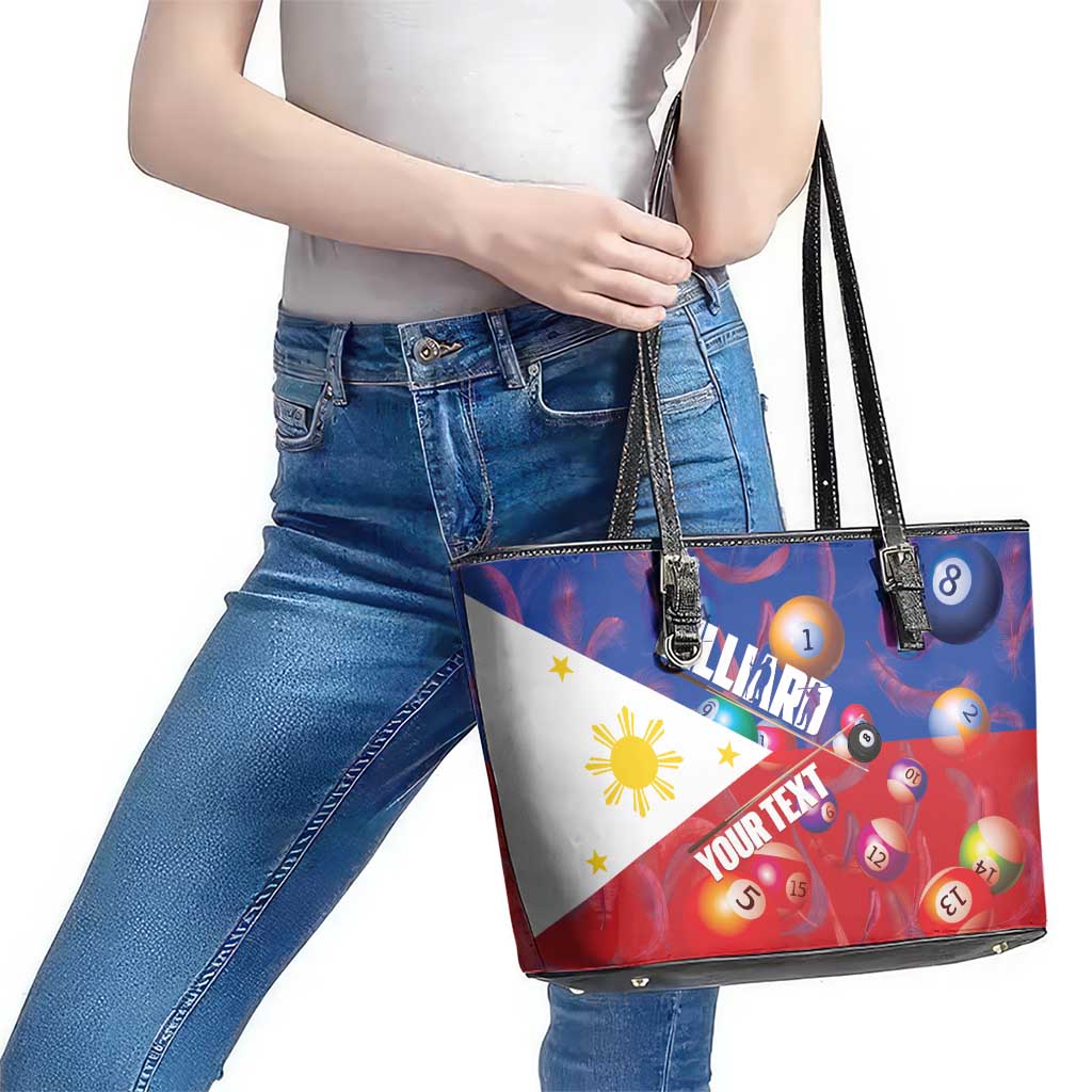 Personalised Philippines Billiards Leather Tote Bag Cue With Balls Flag Style LT14 - Polynesian Pride