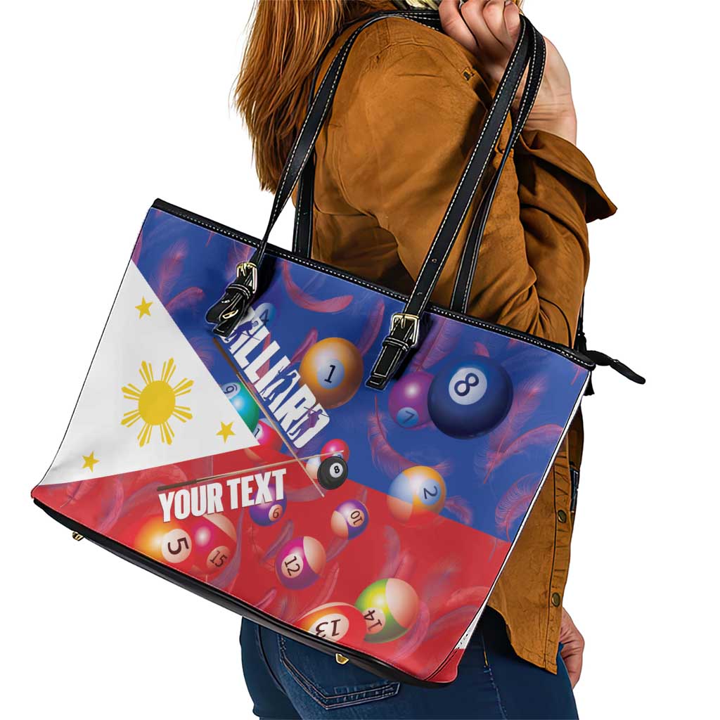 Personalised Philippines Billiards Leather Tote Bag Cue With Balls Flag Style LT14 - Polynesian Pride