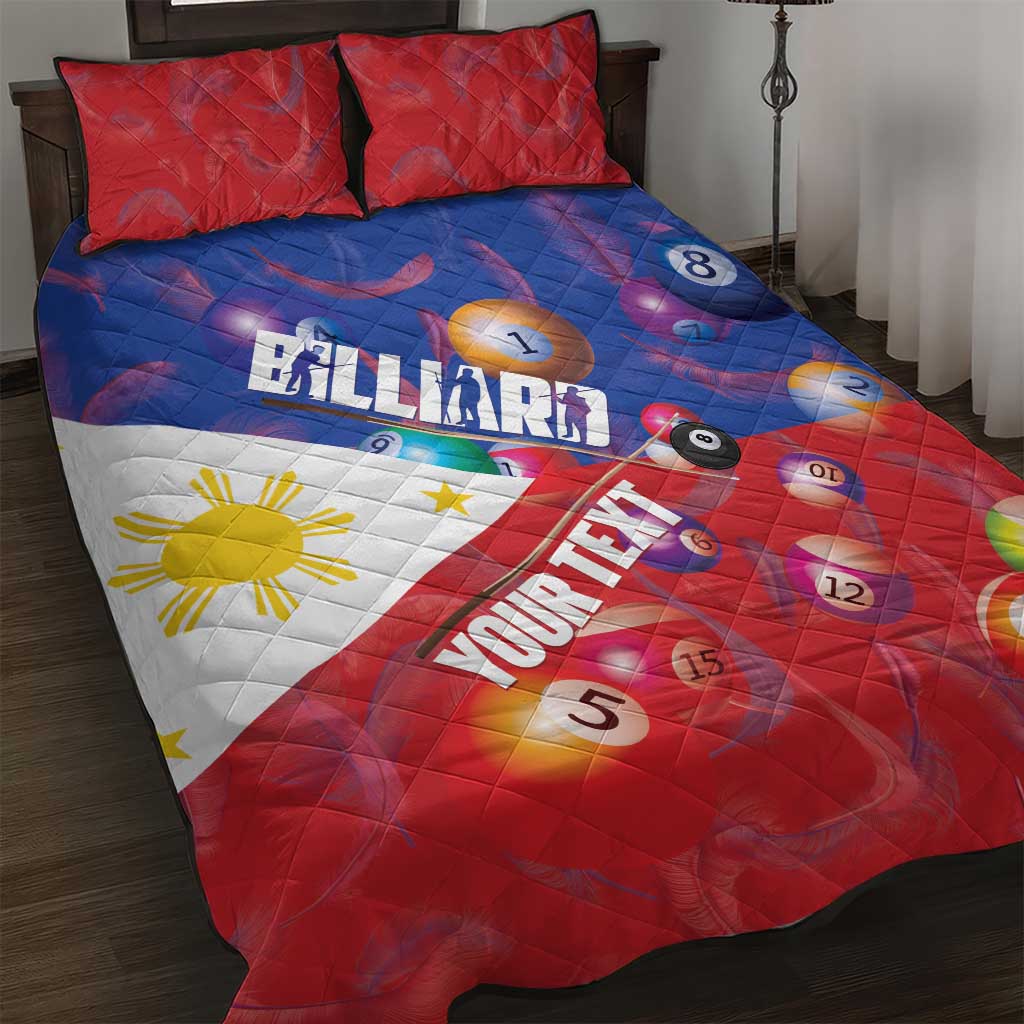 Personalised Philippines Billiards Quilt Bed Set Cue With Balls Flag Style LT14 Red - Polynesian Pride