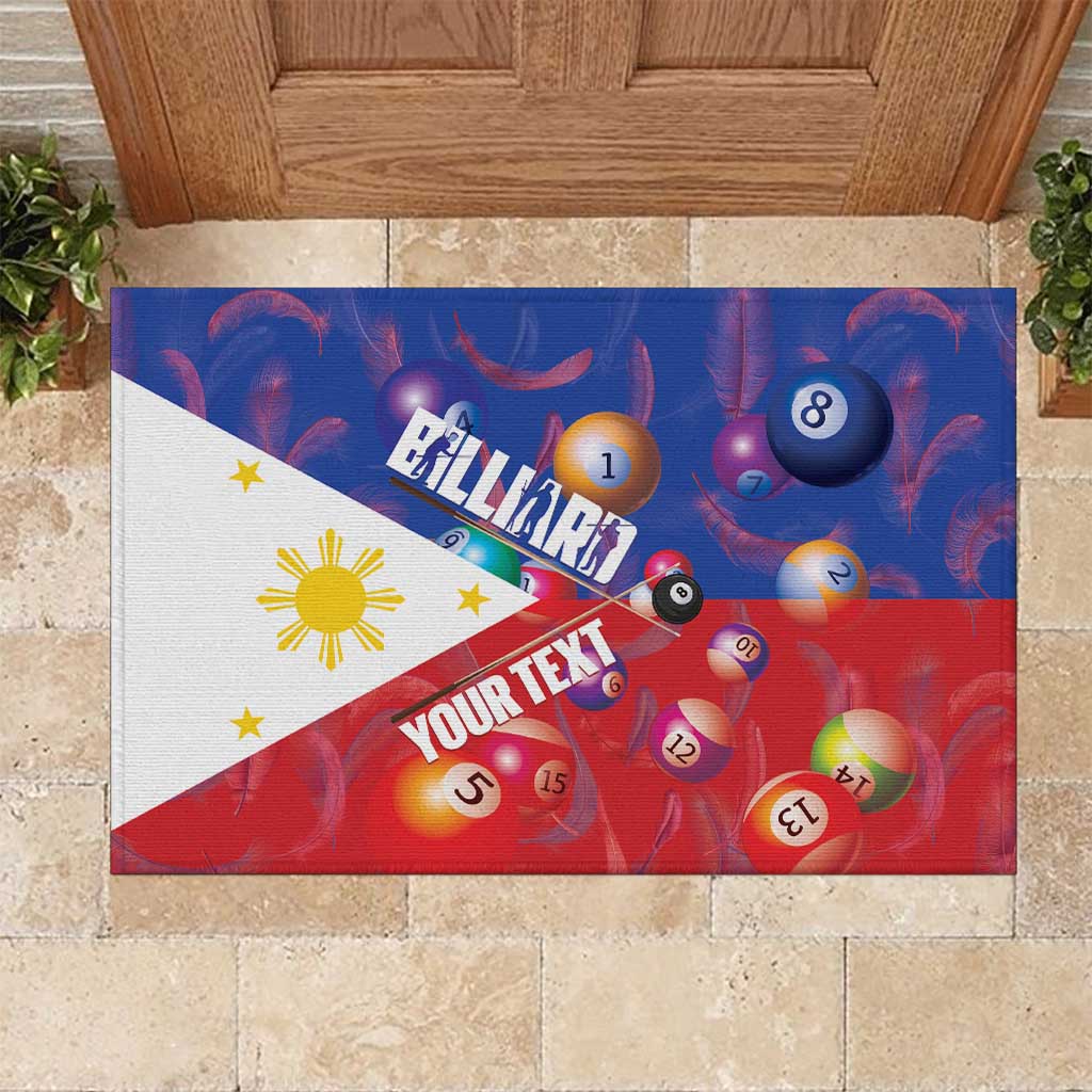 Personalised Philippines Billiards Rubber Doormat Cue With Balls Flag Style LT14 Red - Polynesian Pride