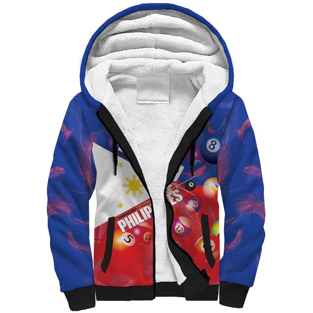 Personalised Philippines Billiards Sherpa Hoodie Cue With Balls Flag Style LT14 Unisex Red - Polynesian Pride