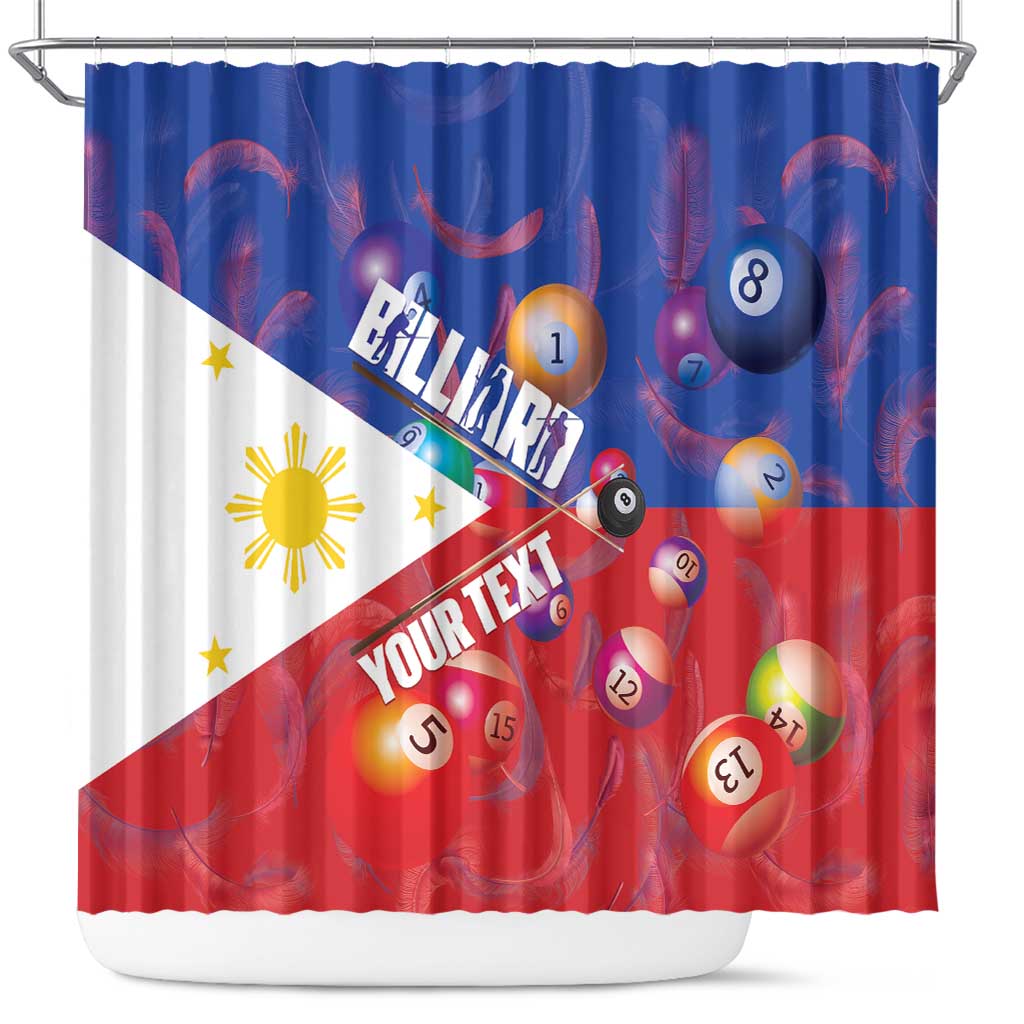 Personalised Philippines Billiards Shower Curtain Cue With Balls Flag Style LT14 Red - Polynesian Pride