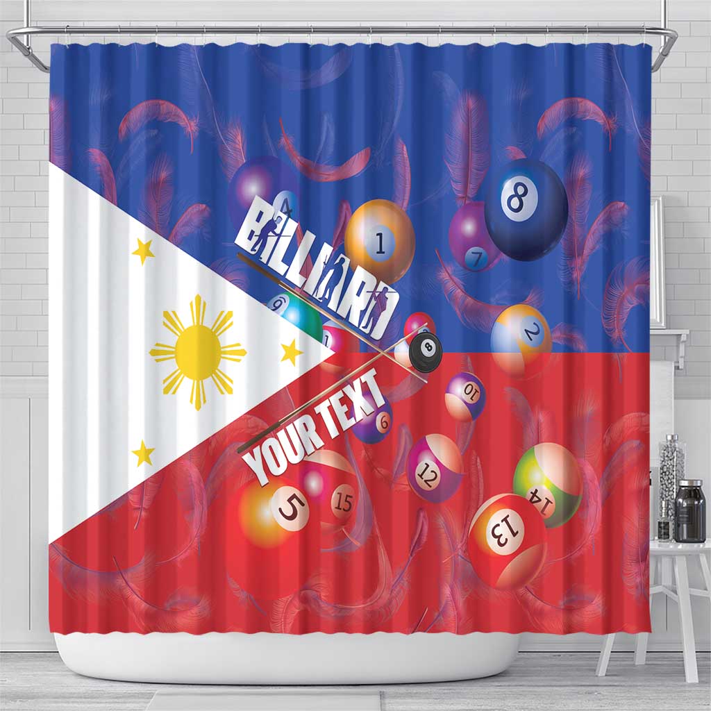 Personalised Philippines Billiards Shower Curtain Cue With Balls Flag Style - Polynesian Pride