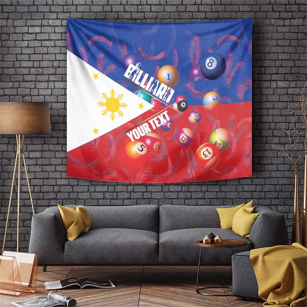 Personalised Philippines Billiards Tapestry Cue With Balls Flag Style LT14 Red - Polynesian Pride