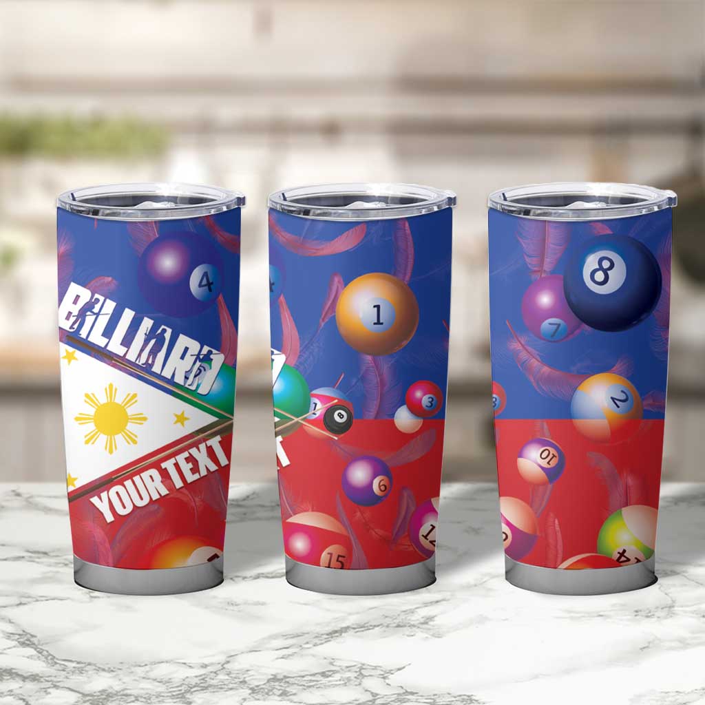 Personalised Philippines Billiards Tumbler Cup Cue With Balls Flag Style - Polynesian Pride