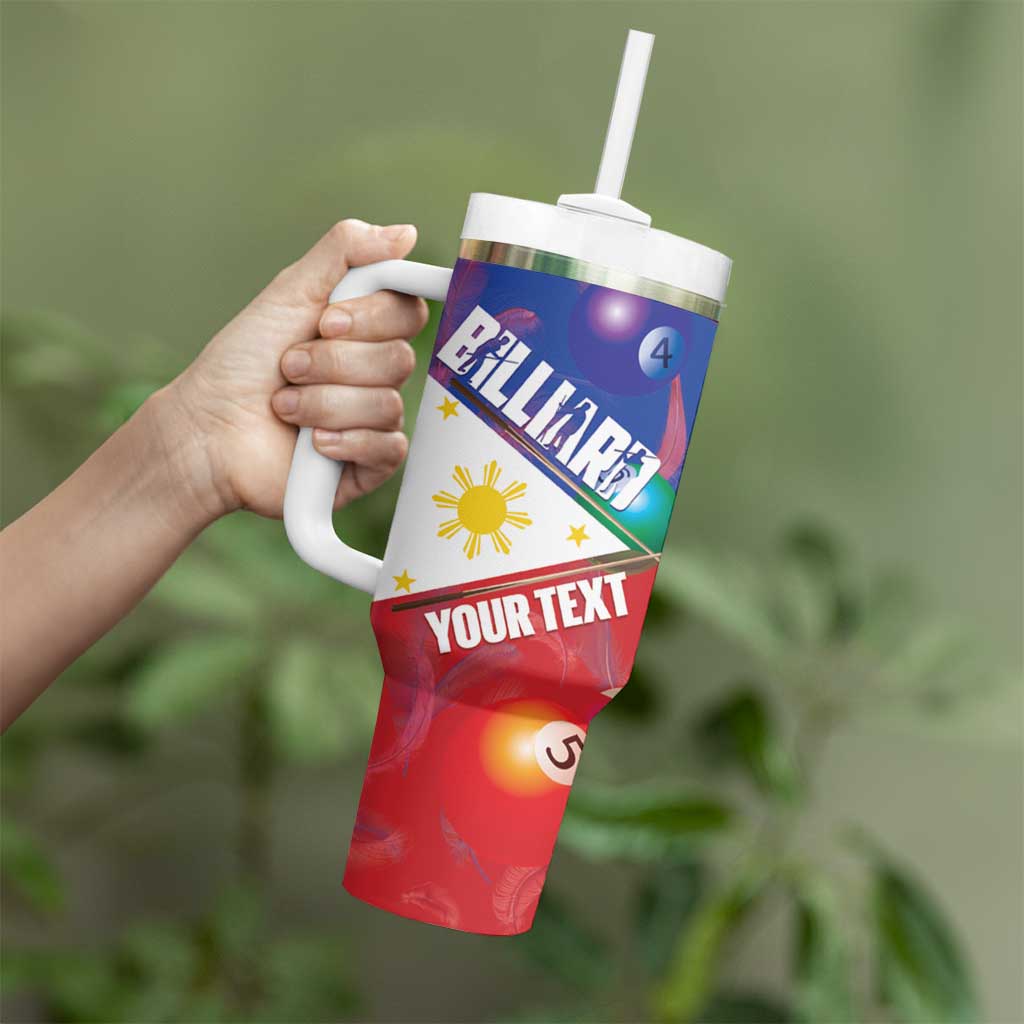 Personalised Philippines Billiards Tumbler With Handle Cue With Balls Flag Style - Polynesian Pride