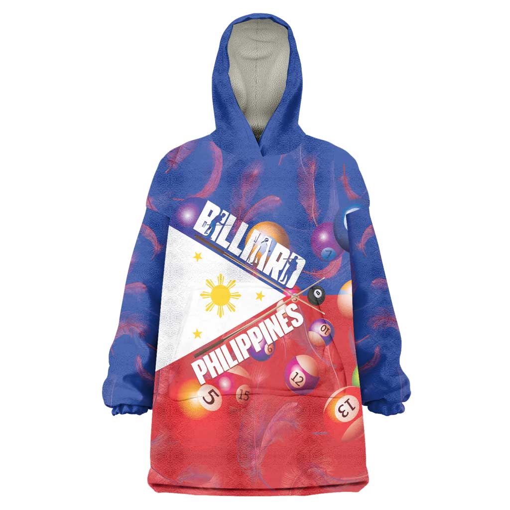 Personalised Philippines Billiards Wearable Blanket Hoodie Cue With Balls Flag Style LT14 One Size Red - Polynesian Pride