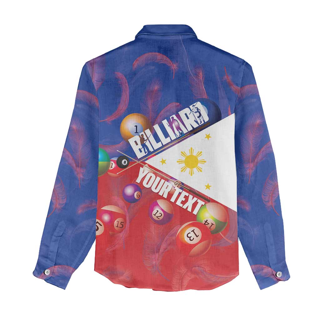 Personalised Philippines Billiards Women Casual Shirt Cue With Balls Flag Style - Polynesian Pride