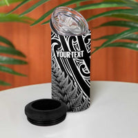 Personalised New Zealand Billiards 4 in 1 Can Cooler Tumbler Maori Fern On Fire 8 Ball - Polynesian Pride