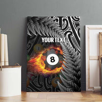 Personalised New Zealand Billiards Canvas Wall Art Maori Fern On Fire 8 Ball - Polynesian Pride