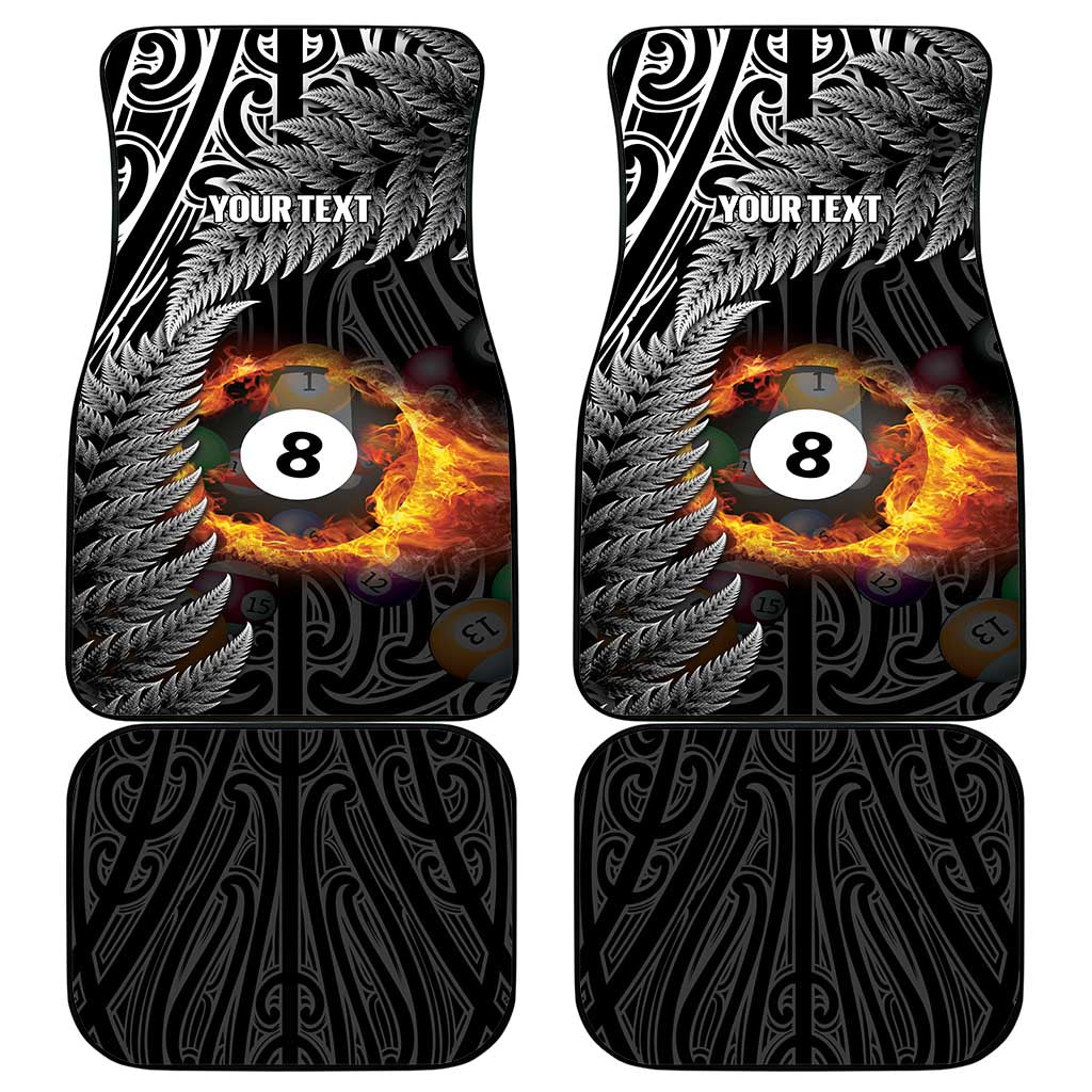 Personalised New Zealand Billiards Car Mats Maori Fern On Fire 8 Ball - Polynesian Pride