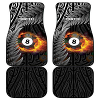Personalised New Zealand Billiards Car Mats Maori Fern On Fire 8 Ball - Polynesian Pride