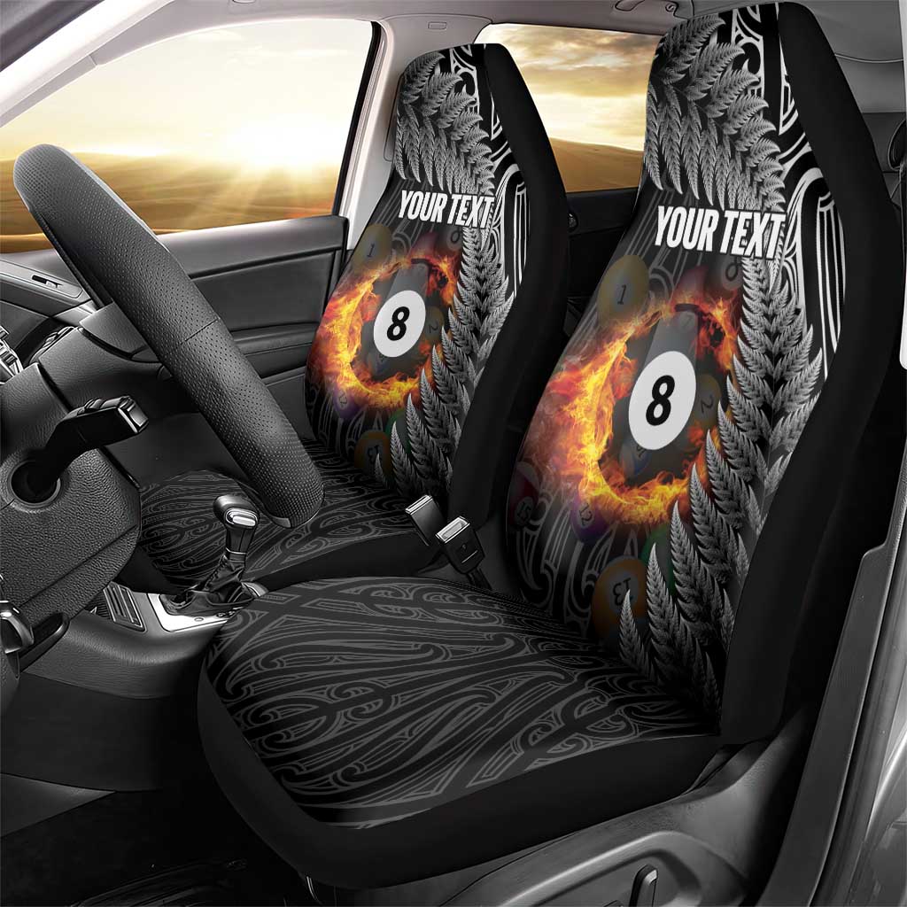 Personalised New Zealand Billiards Car Seat Cover Maori Fern On Fire 8 Ball - Polynesian Pride