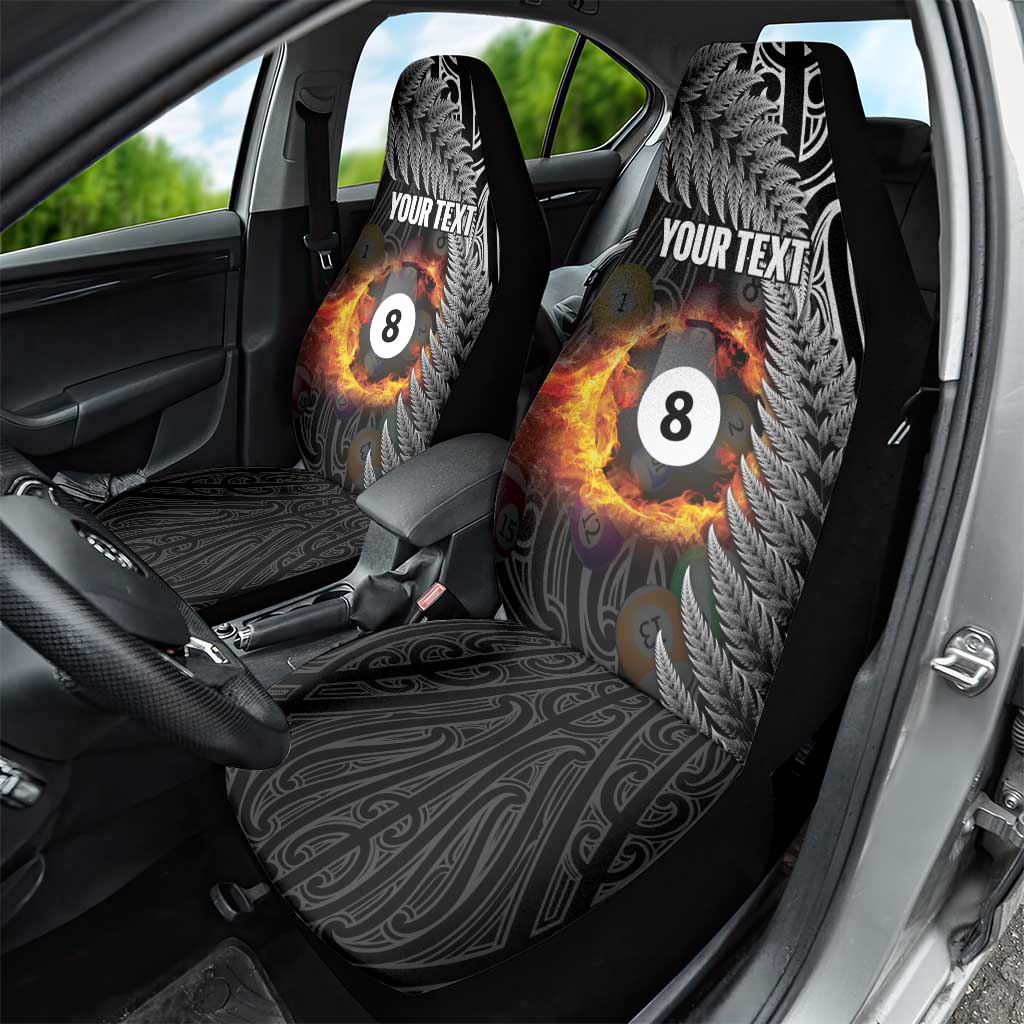 Personalised New Zealand Billiards Car Seat Cover Maori Fern On Fire 8 Ball - Polynesian Pride