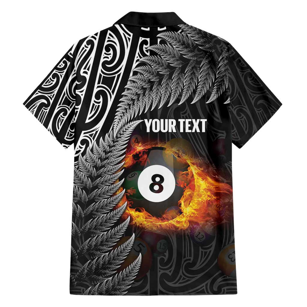 Personalised New Zealand Billiards Family Matching Short Sleeve Bodycon Dress and Hawaiian Shirt Maori Fern On Fire 8 Ball - Polynesian Pride