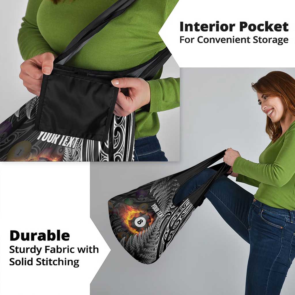 Personalised New Zealand Billiards Grocery Bag Maori Fern On Fire 8 Ball - Polynesian Pride