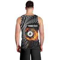 Personalised New Zealand Billiards Men Tank Top Maori Fern On Fire 8 Ball - Polynesian Pride