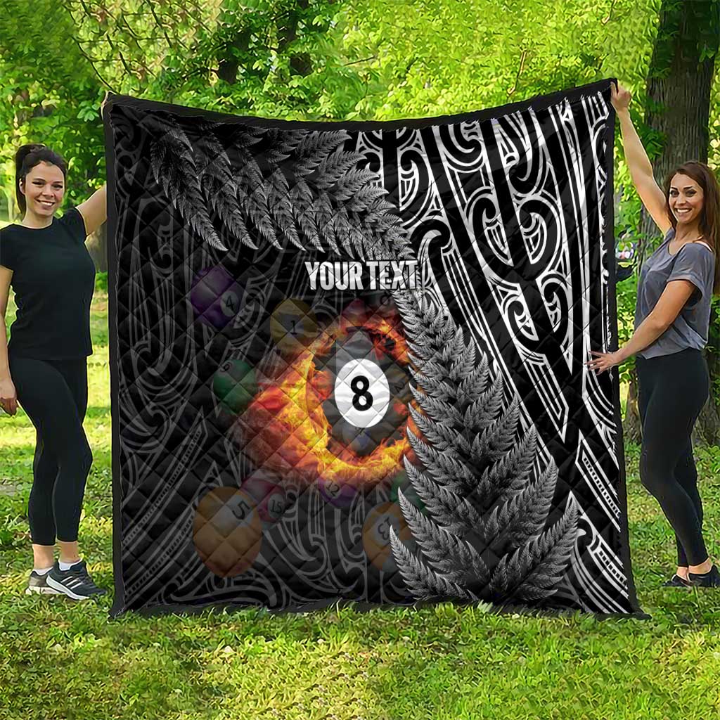 Personalised New Zealand Billiards Quilt Maori Fern On Fire 8 Ball - Polynesian Pride