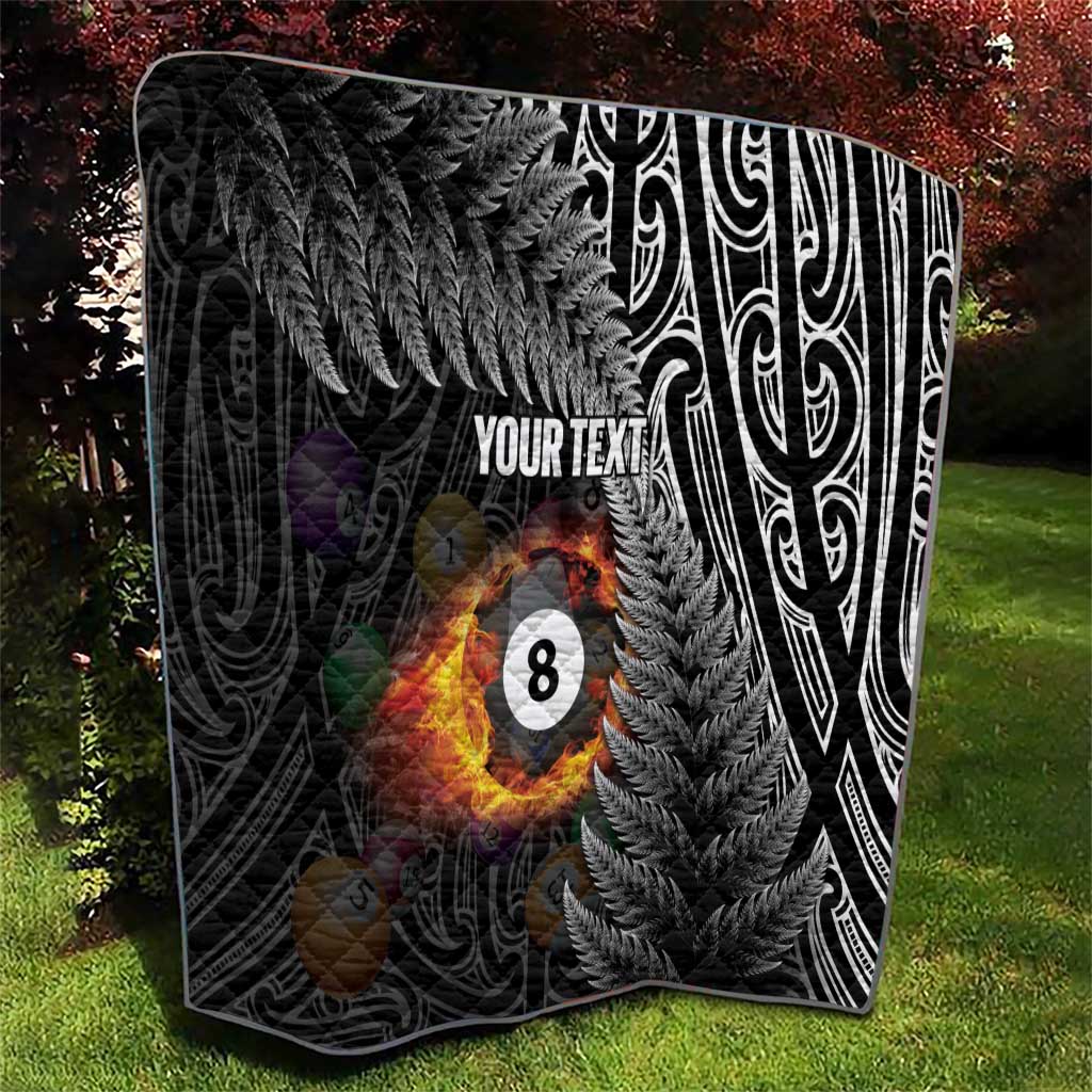 Personalised New Zealand Billiards Quilt Maori Fern On Fire 8 Ball - Polynesian Pride