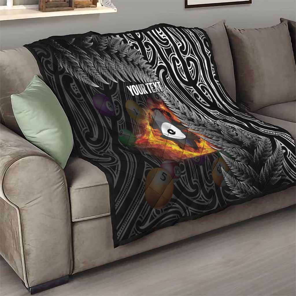 Personalised New Zealand Billiards Quilt Maori Fern On Fire 8 Ball - Polynesian Pride