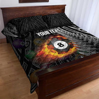 Personalised New Zealand Billiards Quilt Bed Set Maori Fern On Fire 8 Ball - Polynesian Pride
