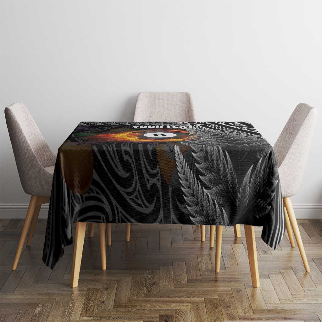 Personalised New Zealand Billiards Tablecloth Maori Fern On Fire 8 Ball - Polynesian Pride