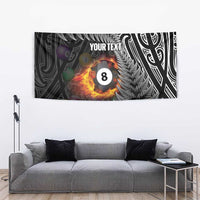 Personalised New Zealand Billiards Tapestry Maori Fern On Fire 8 Ball - Polynesian Pride