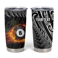 Personalised New Zealand Billiards Tumbler Cup Maori Fern On Fire 8 Ball - Polynesian Pride