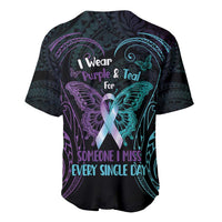 Suicide Awareness Memorial Baseball Jersey I Wear Purple and Teal For Someone I Miss - Polynesian Pride
