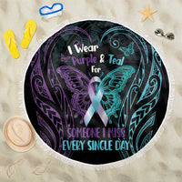 Suicide Awareness Memorial Beach Blanket I Wear Purple and Teal For Someone I Miss - Polynesian Pride