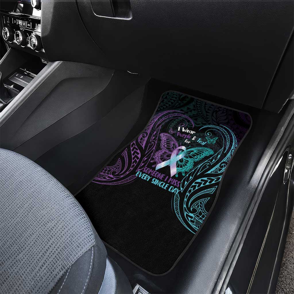 Suicide Awareness Memorial Car Mats I Wear Purple and Teal For Someone I Miss - Polynesian Pride