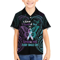 Suicide Awareness Memorial Family Matching Off Shoulder Short Dress and Hawaiian Shirt I Wear Purple and Teal For Someone I Miss - Polynesian Pride