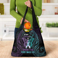 Suicide Awareness Memorial Grocery Bag I Wear Purple and Teal For Someone I Miss - Polynesian Pride
