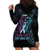 Suicide Awareness Memorial Hoodie Dress I Wear Purple and Teal For Someone I Miss - Polynesian Pride