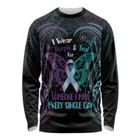 Suicide Awareness Memorial Long Sleeve Shirt I Wear Purple and Teal For Someone I Miss - Polynesian Pride