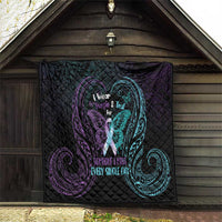 Suicide Awareness Memorial Quilt I Wear Purple and Teal For Someone I Miss - Polynesian Pride