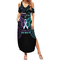 Suicide Awareness Memorial Summer Maxi Dress I Wear Purple and Teal For Someone I Miss - Polynesian Pride