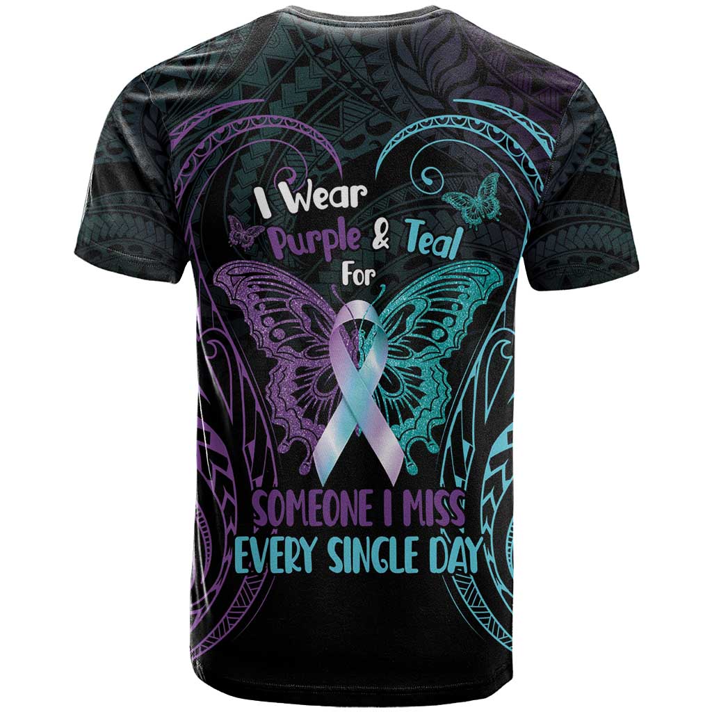Suicide Awareness Memorial T Shirt I Wear Purple and Teal For Someone I Miss - Polynesian Pride